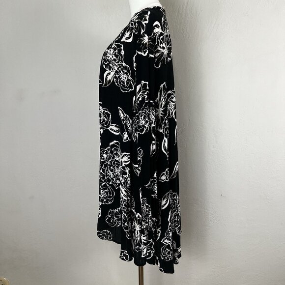 Free People Tunic Mini Dress Boho Black Long Sleeve V-Neck Swing Size Medium - Picture 5 of 12